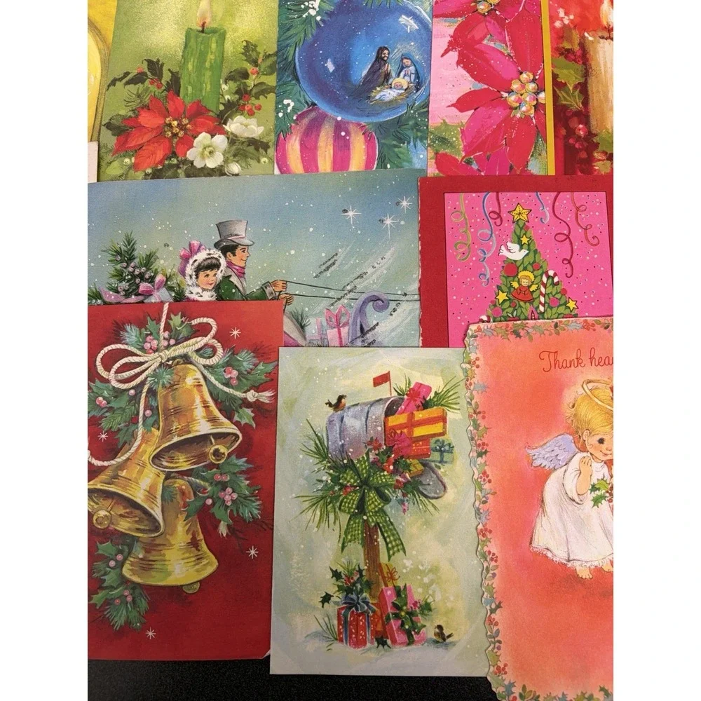 Vintage MCM Christmas Cards Fronts ONLY Mid Century Scrapbooking Crafts 50+